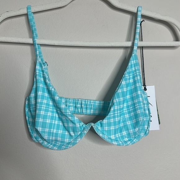 VDM The Label Heidi check light blue underwire bikini top NWT - Picture 3 of 6